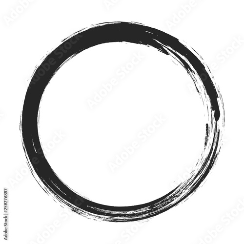 vector brush strokes circles of paint on white background. Ink hand drawn paint brush circle. Logo, label design element vector illustration. Black abstract circle. Frame.