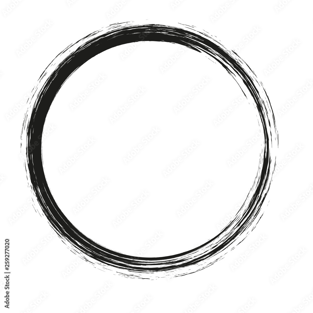 vector brush strokes circles of paint on white background. Ink hand