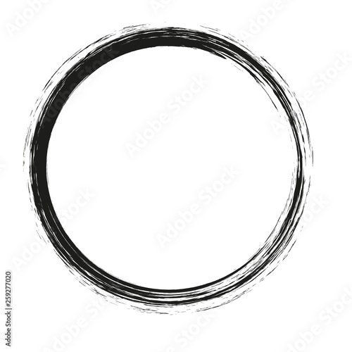 vector brush strokes circles of paint on white background. Ink hand drawn paint brush circle. Logo, label design element vector illustration. Black abstract circle. Frame.