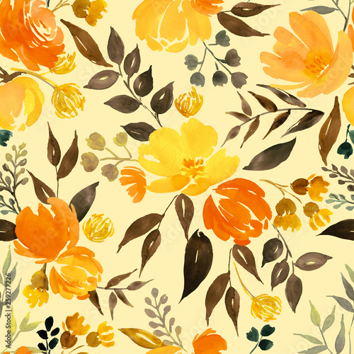 Watercolor floral pattern  delicate flower background.
