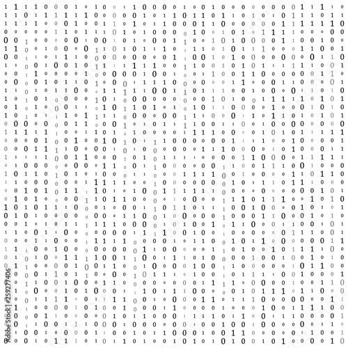 Binary code zero one matrix white background. banner, pattern, wallpaper. Vector illustration.