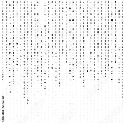Binary code zero one matrix white background. banner, pattern, wallpaper. Vector illustration.