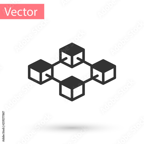Grey Blockchain technology icon isolated on white background. Cryptocurrency data sign. Abstract geometric block chain network technology business. Vector Illustration