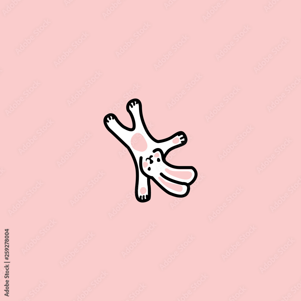 rabbit upside down. funny bunny. hand drawn elements rabbit upside down. funny bunny. hand drawn elements