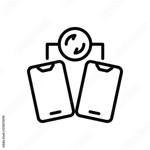 Black line icon for syncing with mobile