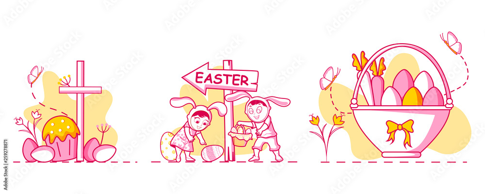 Fototapeta premium Happy Easter holiday celebration background in vector