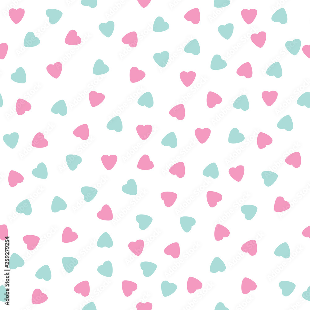 pattern with blue and pink heart on white background pattern with blue and pink heart on white background