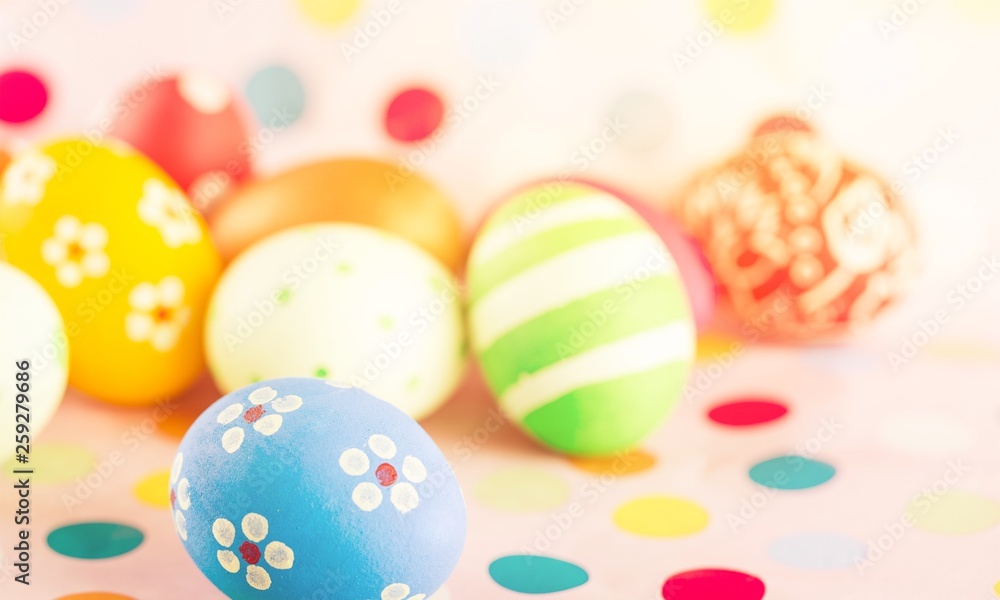 Easter eggs on desk Easter eggs on desk