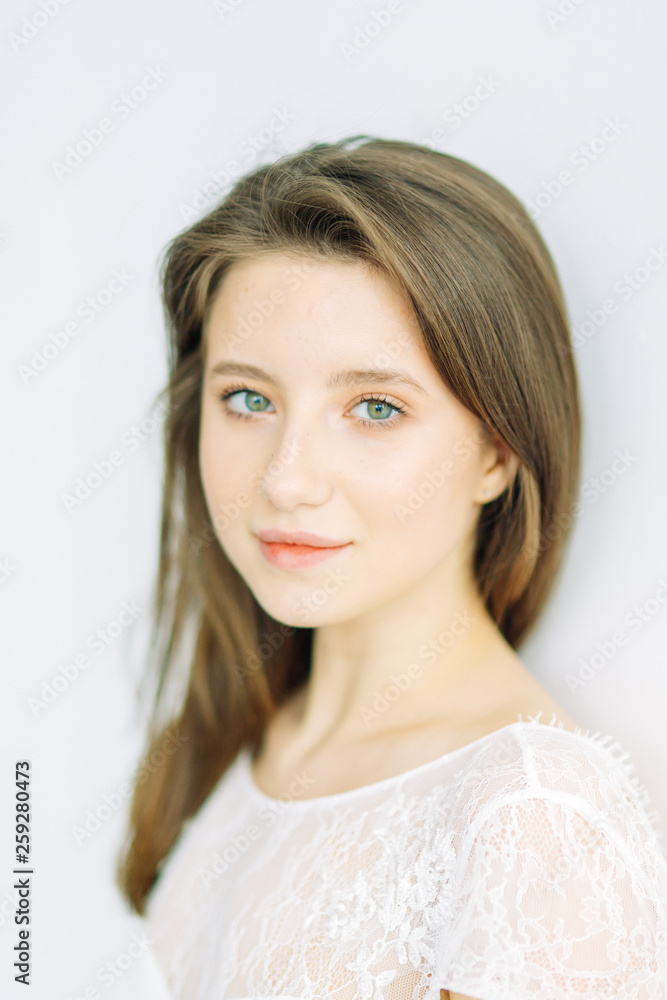 Portrait of a beautiful bride in the interior Studio. Wedding in European style fine art. Portrait of a beautiful bride in the interior Studio. Wedding in European style fine art.
