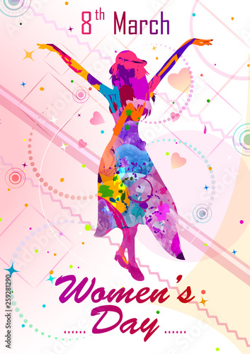 Greeting background for celebrating International Happy Women's Day in vector