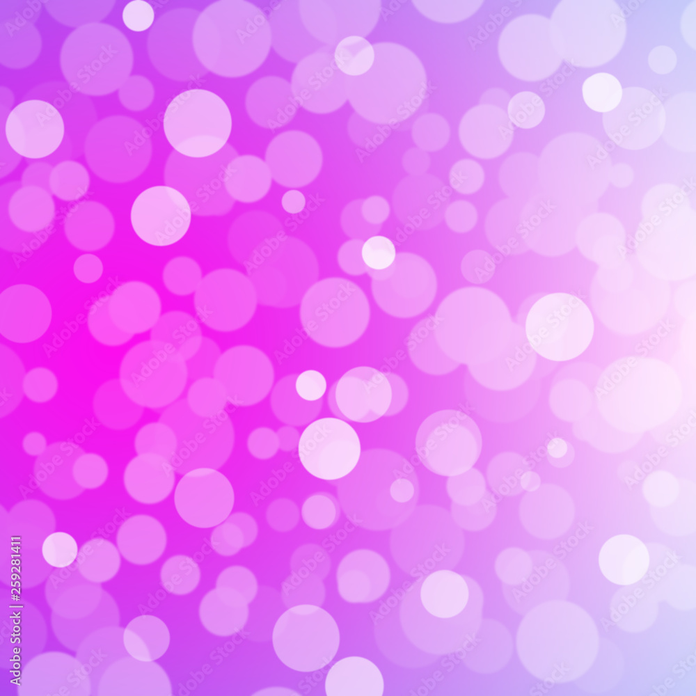Abstract purple bokeh background with blur white light effect
