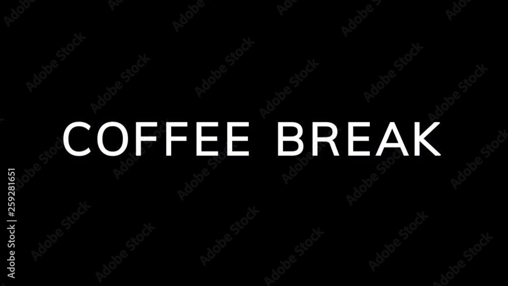 From the Glitch effect arises text COFFEE BREAK. Then the TV turns off. Alpha channel Premultiplied - Matted with color black From the Glitch effect arises text COFFEE BREAK. Then the TV turns off. Alpha channel Premultiplied - Matted with color black