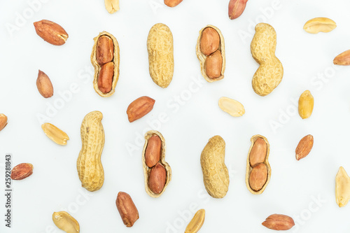 peeled peanuts isolated on white background