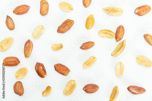 peeled peanuts isolated on white background