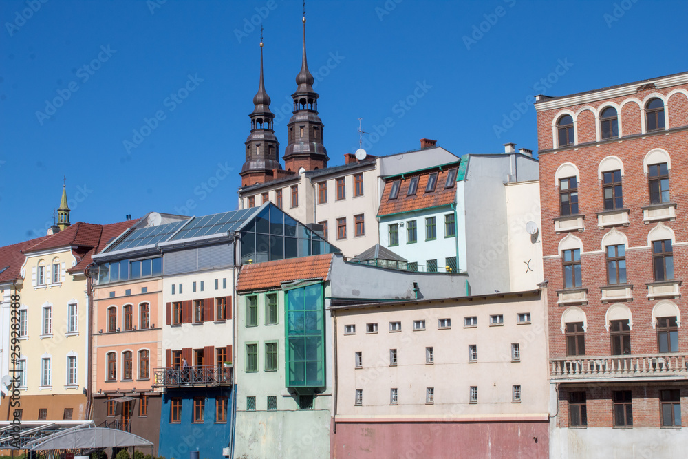 Obraz premium OPOLE, POLAND. River View in Opole old City Center Near the Market Square also known as Opole Venice. 
