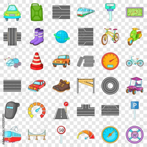Hard traffic icons set. Cartoon style of 36 hard traffic vector icons for web for any design