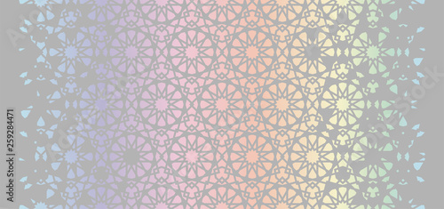 holographic effect. Arabian vector template of modern card for invitation, celebration, save the date, poster, announcement