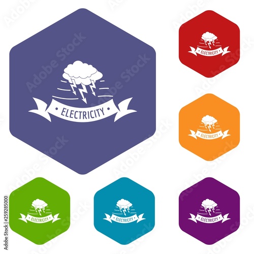 Wind energy icons vector colorful hexahedron set collection isolated on white 