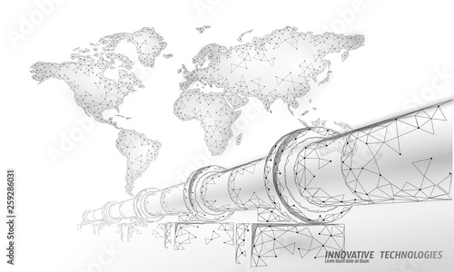 Oil pipeline world map business concept. Finance economy polygonal petrol production. Petroleum fuel industry transportation line connection dots white vector illustration