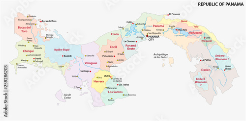 panama administrative and political vector map