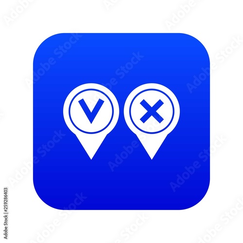 Tick affirmative and negative icon digital blue for any design isolated on white vector illustration