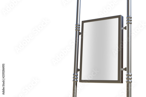 3D rendering of blank billboard (empty advertisement) isolated on white. Empty mockup template