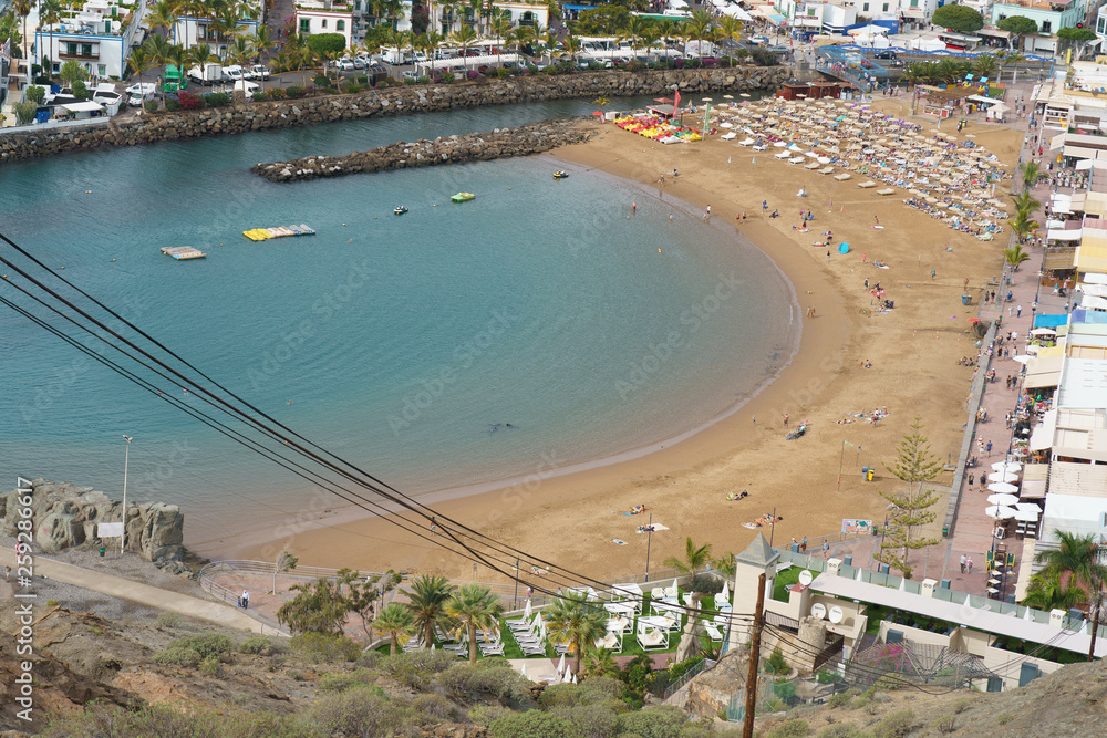 Aerial view of Puerto Mogan beach in Gran Canaria island