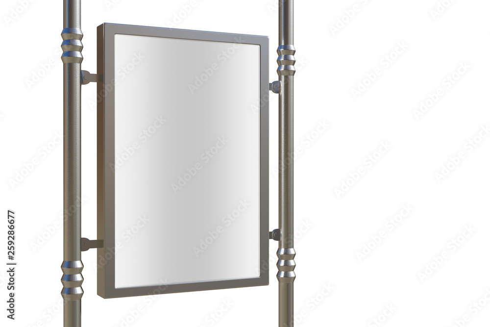 3D rendering of blank billboard (empty advertisement) isolated on white. Empty mockup template 3D rendering of blank billboard (empty advertisement) isolated on white. Empty mockup template