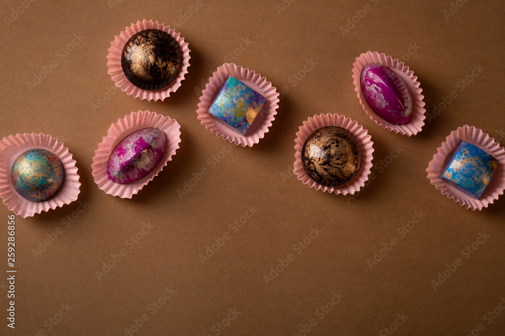 Chocolate set on brown Chocolate set on brown