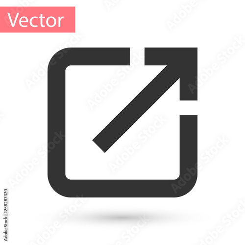 Grey Open in new window icon isolated on white background. Open another tab button sign. Browser frame symbol. External link sign. Vector Illustration