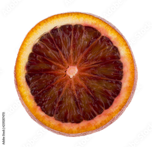 cut orange isolated on white background close up