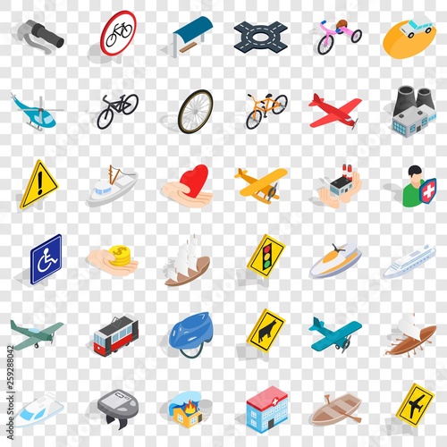 Transport on road icons set. Isometric style of 36 transport on road vector icons for web for any design