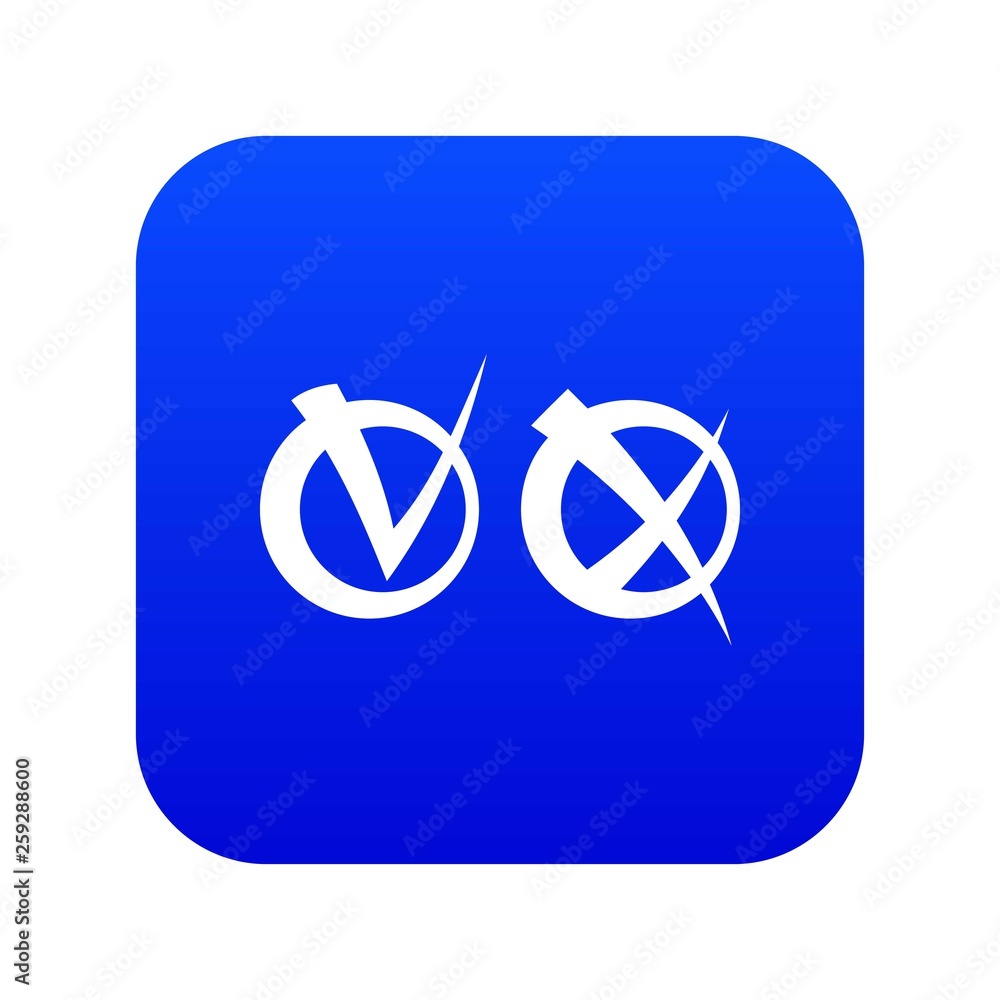 Tick and cross in circles icon digital blue for any design isolated on white vector illustration Tick and cross in circles icon digital blue for any design isolated on white vector illustration