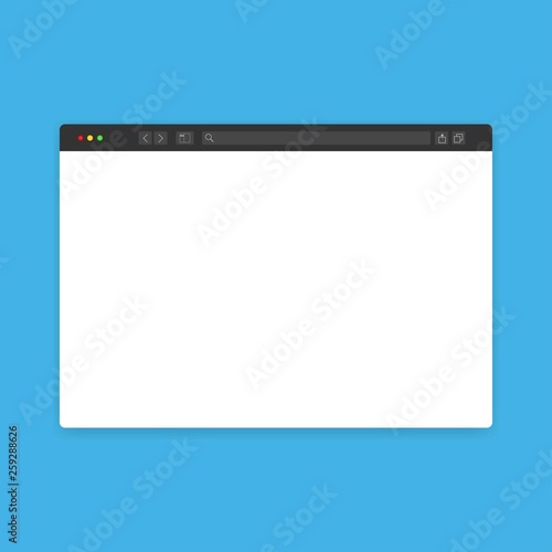 Browser window. Web interface mockup website mockup website flat blank frame tab page elements on dark blue background