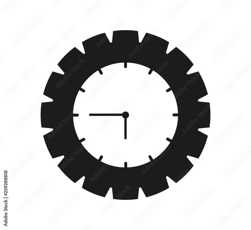 Time Icon with Clock and gear symbol. Flat style vector EPS. Time Icon with Clock and gear symbol. Flat style vector EPS.
