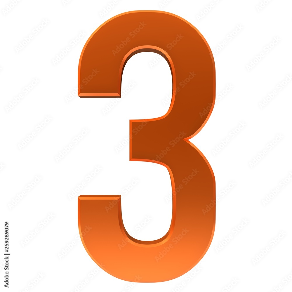3 number three 3d orange render sign isolated on white background 3 number three 3d orange render sign isolated on white background