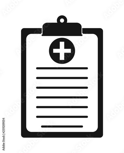 Medical Test Report Icon on clipboard symbol. Flat style vector EPS.