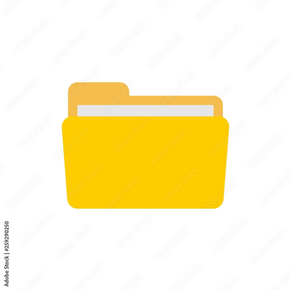 open folder icon. Folder with documents on white background
