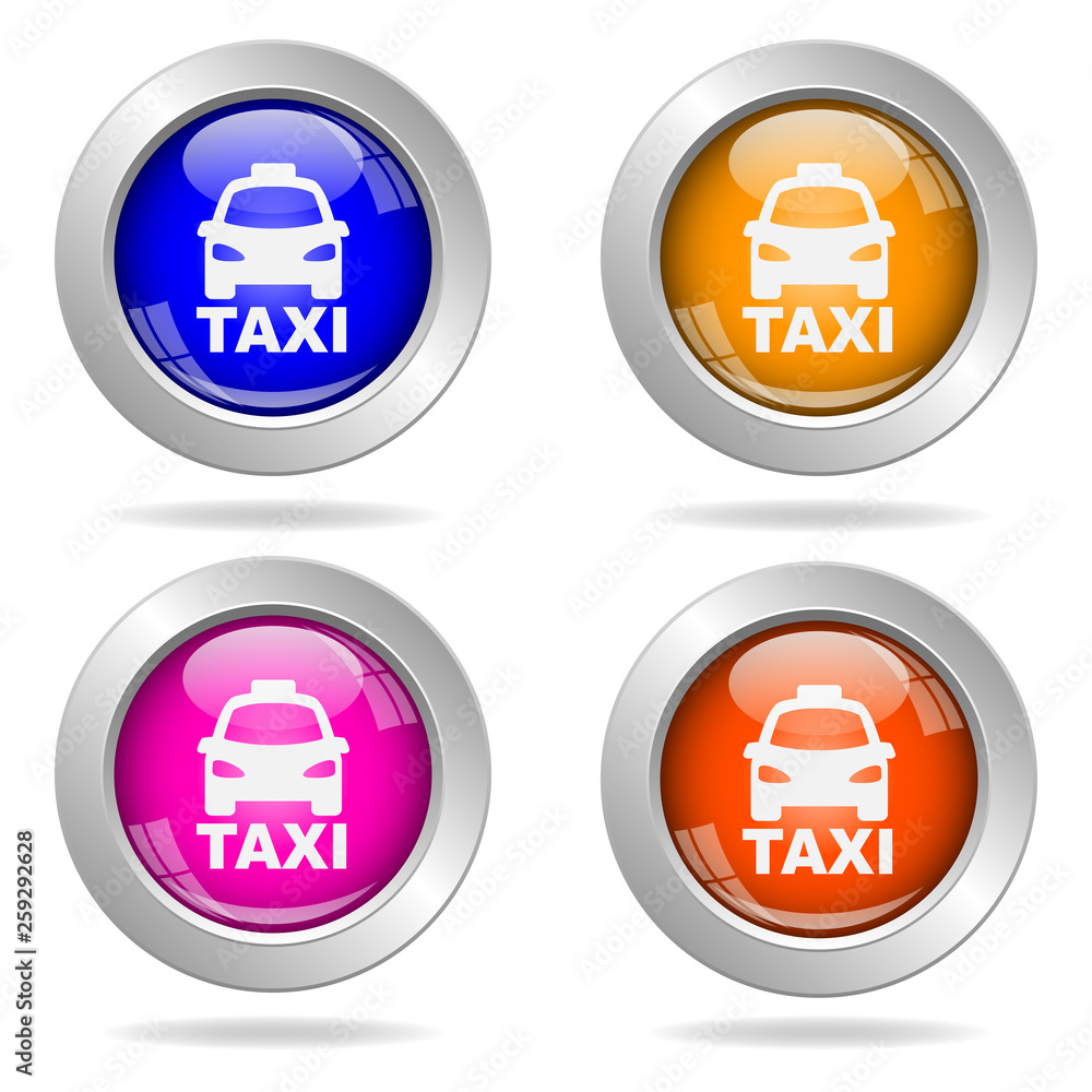 Set of round color icons. Taxi icon. Set of round color icons. Taxi icon.