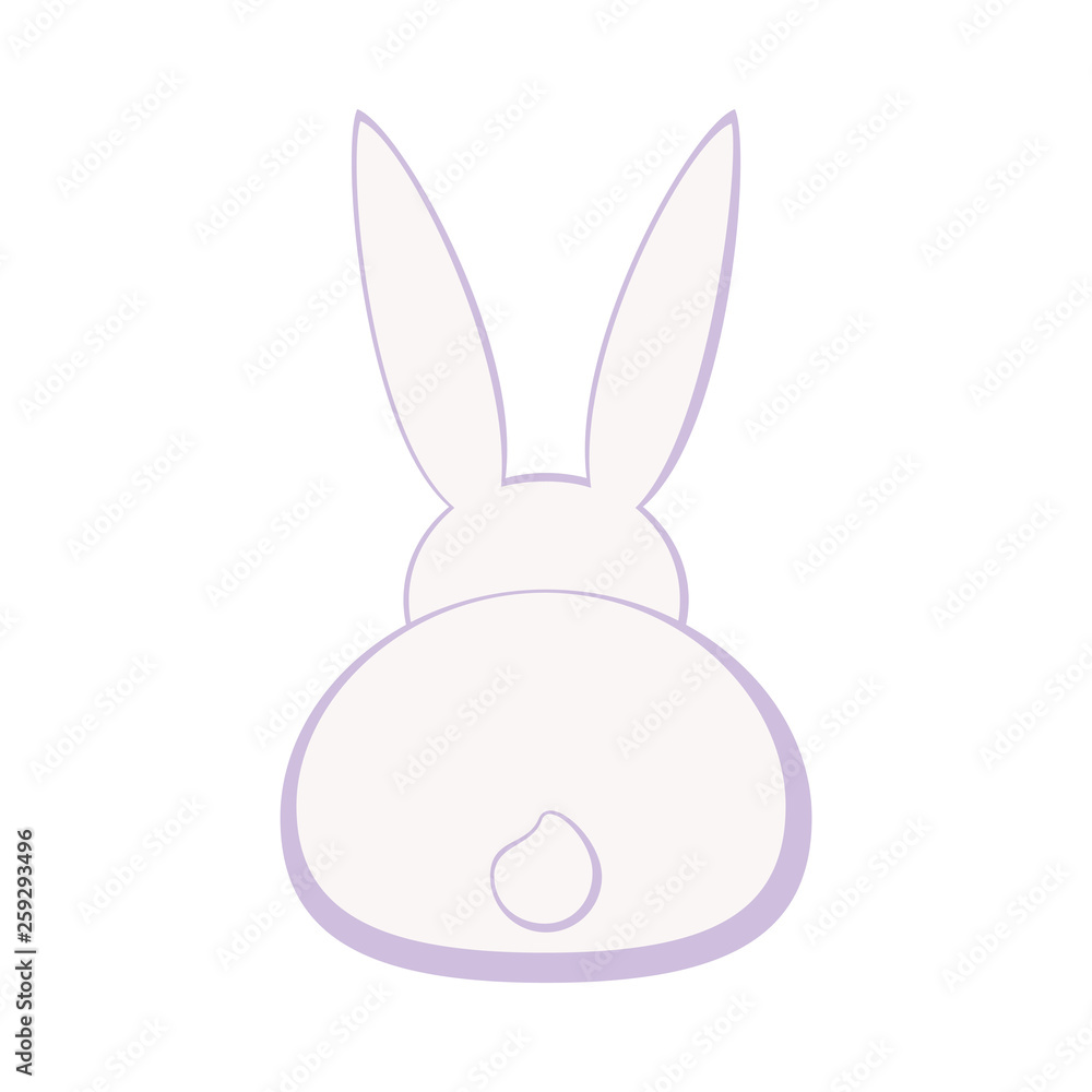 Cartoon pastel bunny back silhouette Cartoon pastel bunny back silhouette