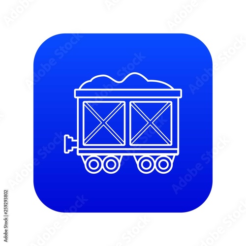 Railway wagon icon blue vector isolated on white background