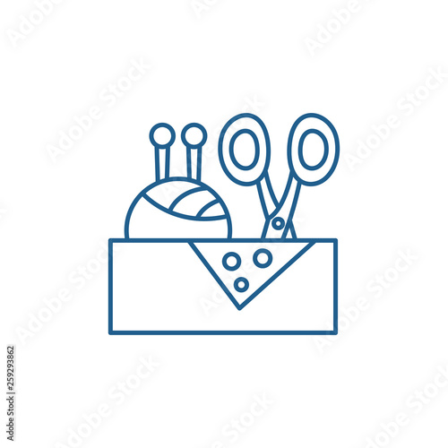 Sewing business line concept icon. Sewing business flat  vector website sign, outline symbol, illustration.