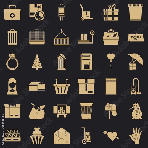 Big box icons set. Simple style of 36 big box vector icons for web for any design