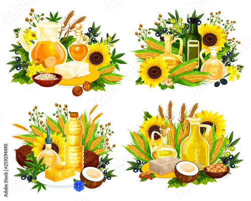 Natural oil and corn, olives, sunflower and canola