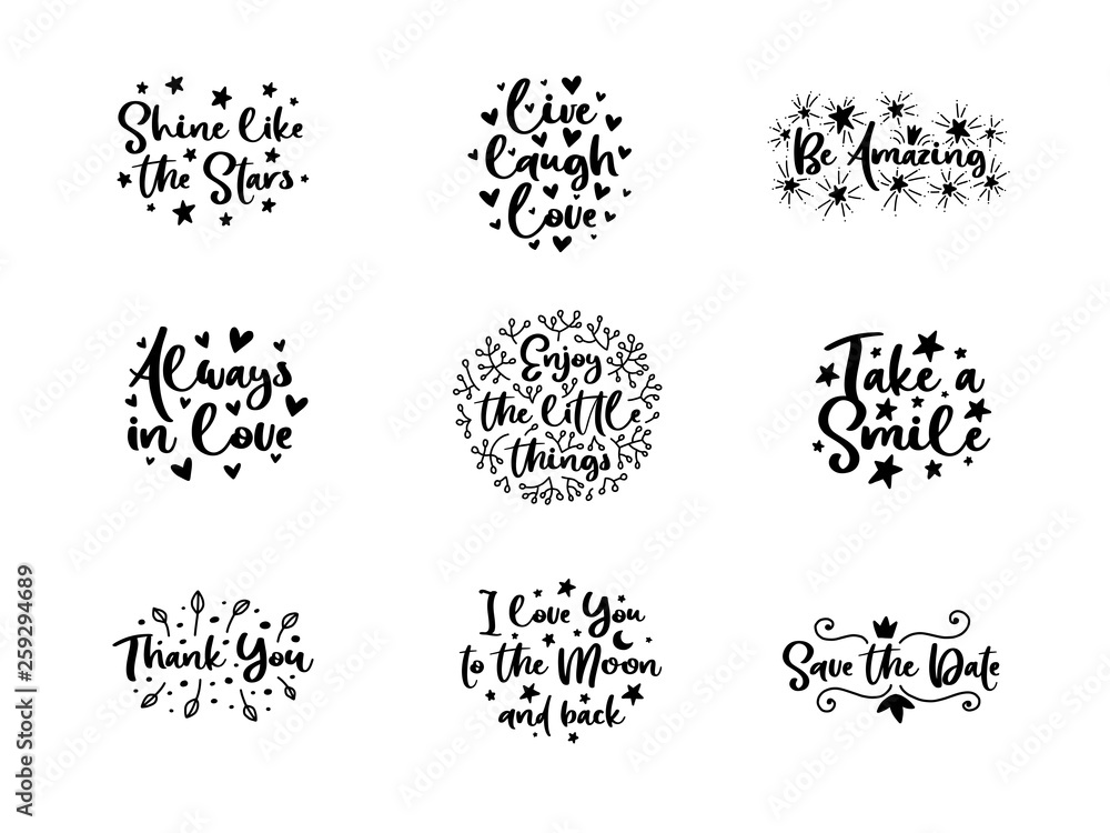 Vector typography motivational phrases set Vector typography motivational phrases set