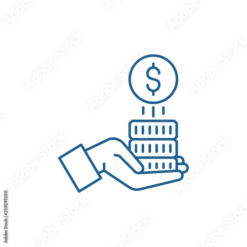 Sponsorship money line concept icon. Sponsorship money flat  vector website sign, outline symbol, illustration.