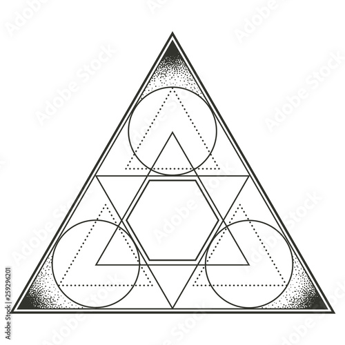 Triangle with encompassed circles.