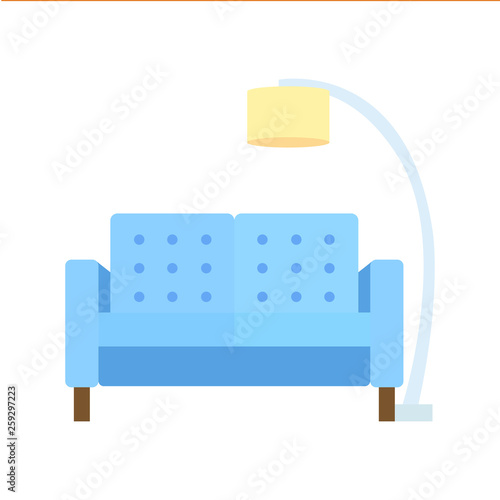 Couch with lamp emoji vector