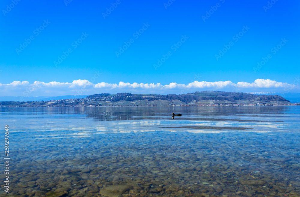lake murten with mont vully in the back