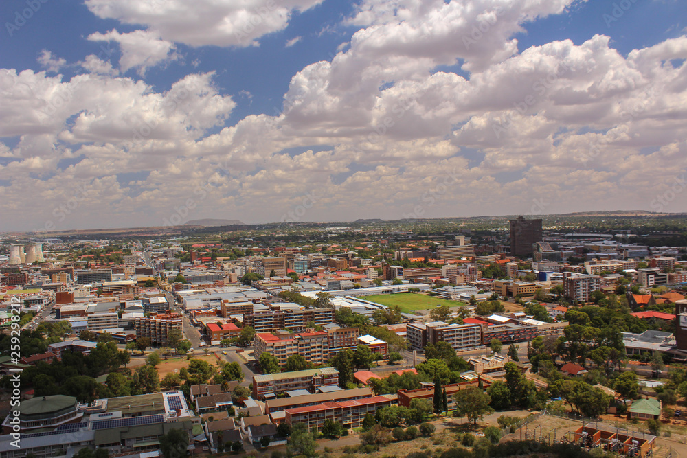 Fototapeta premium Bloemfontein city in South Africa seen from Naval Hill